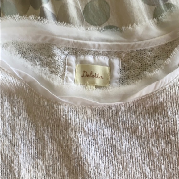 Anthropologie white cotton/spandex long sleeve top - Picture 2 of 8